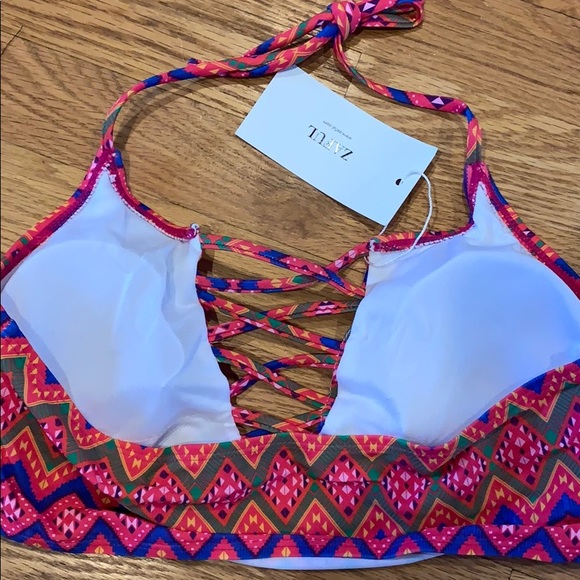 NWT Zaful Halter Argyle Crossover Bikini set (S) - Picture 3 of 8